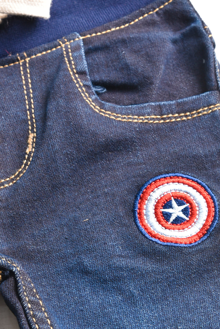 Marvel Embroidered Dark blue Denim Shorts (PW-141)