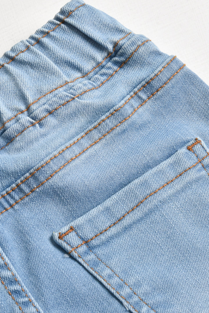 Elastic Waist Light Denim Shorts (PW237)