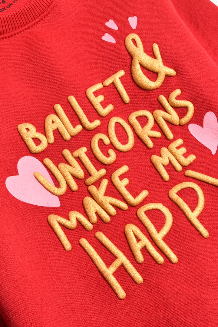 Red 'Ballet & Unicorns' Sweatshirt