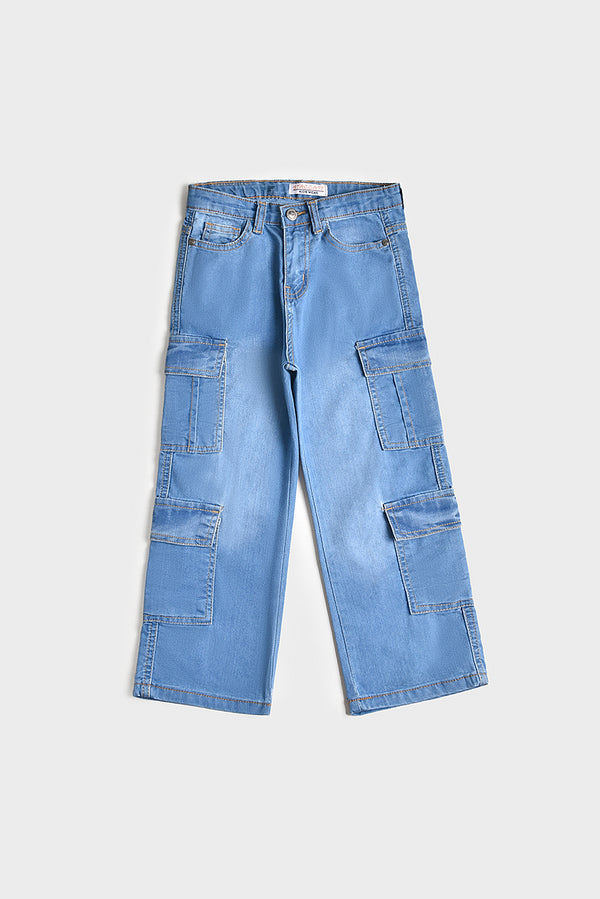 8 Pockets Wide Leg Cargo Jeans (PW147)
