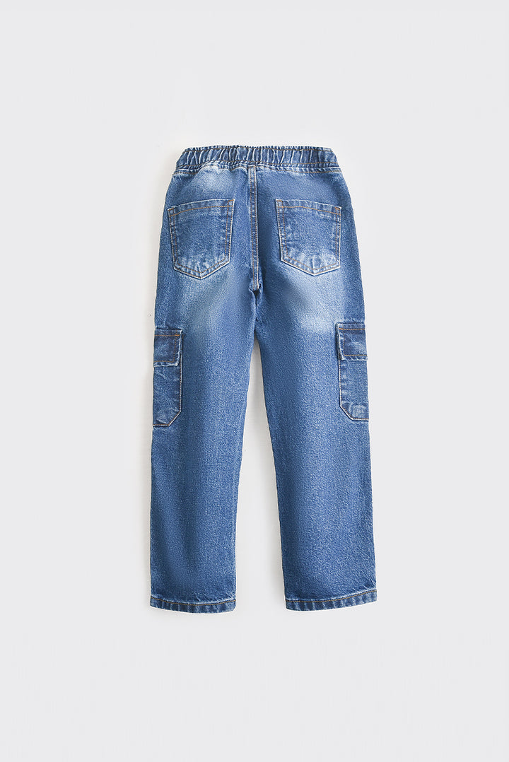 Blue Adjustable Cargo Jeans