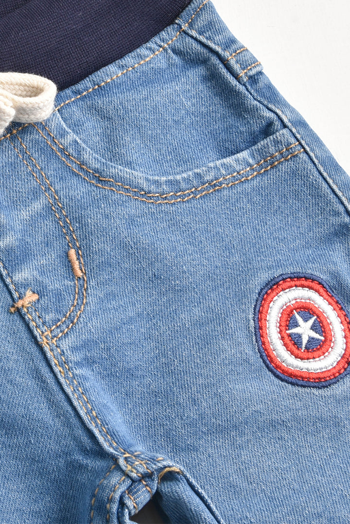 Marvel Embroidered Light blue Denim Shorts (pw-66)