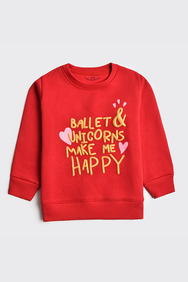 Red 'Ballet & Unicorns' Sweatshirt