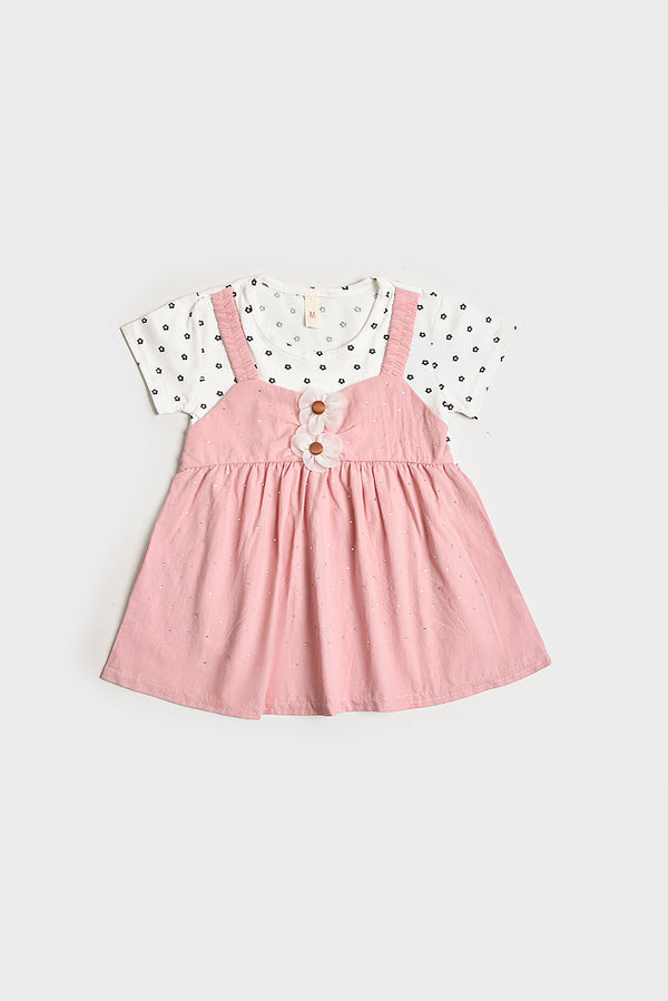 Imported Pink Pinafore Baby Dress (PW155)