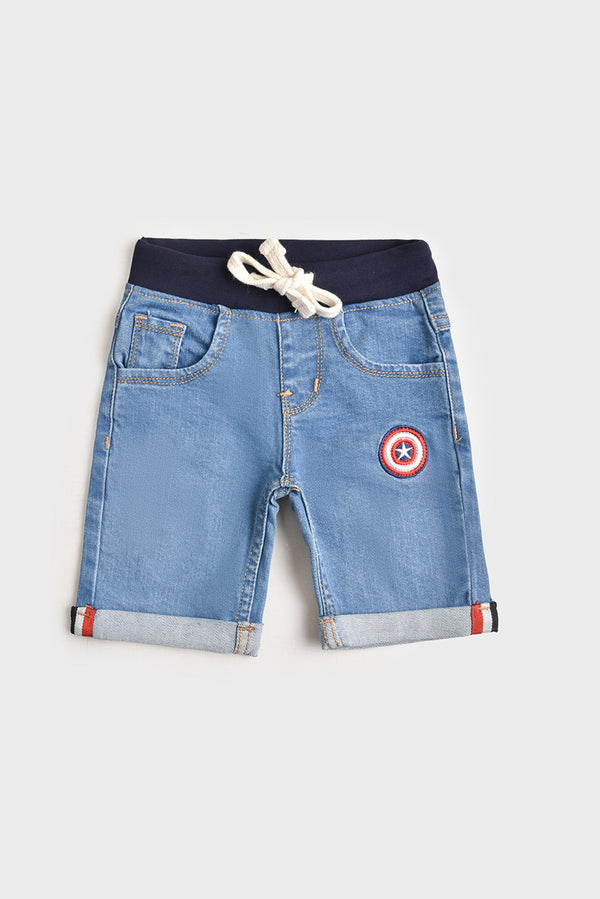 Marvel Embroidered Light blue Denim Shorts (pw-66)