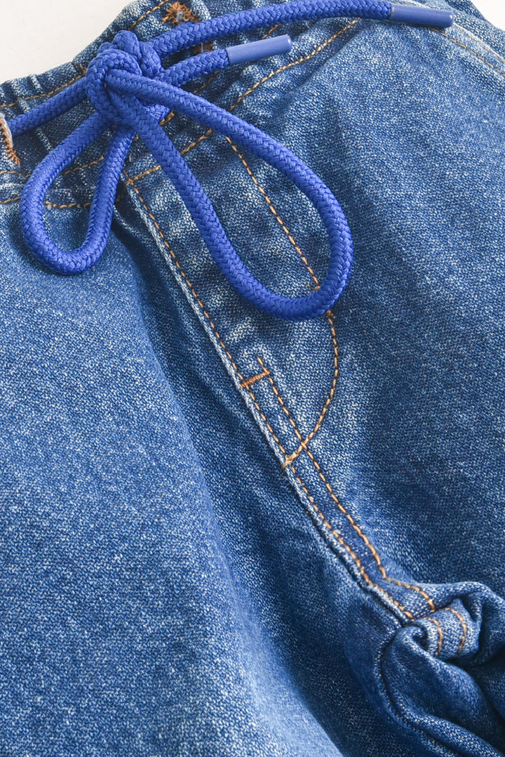 Blue Adjustable Cargo Jeans