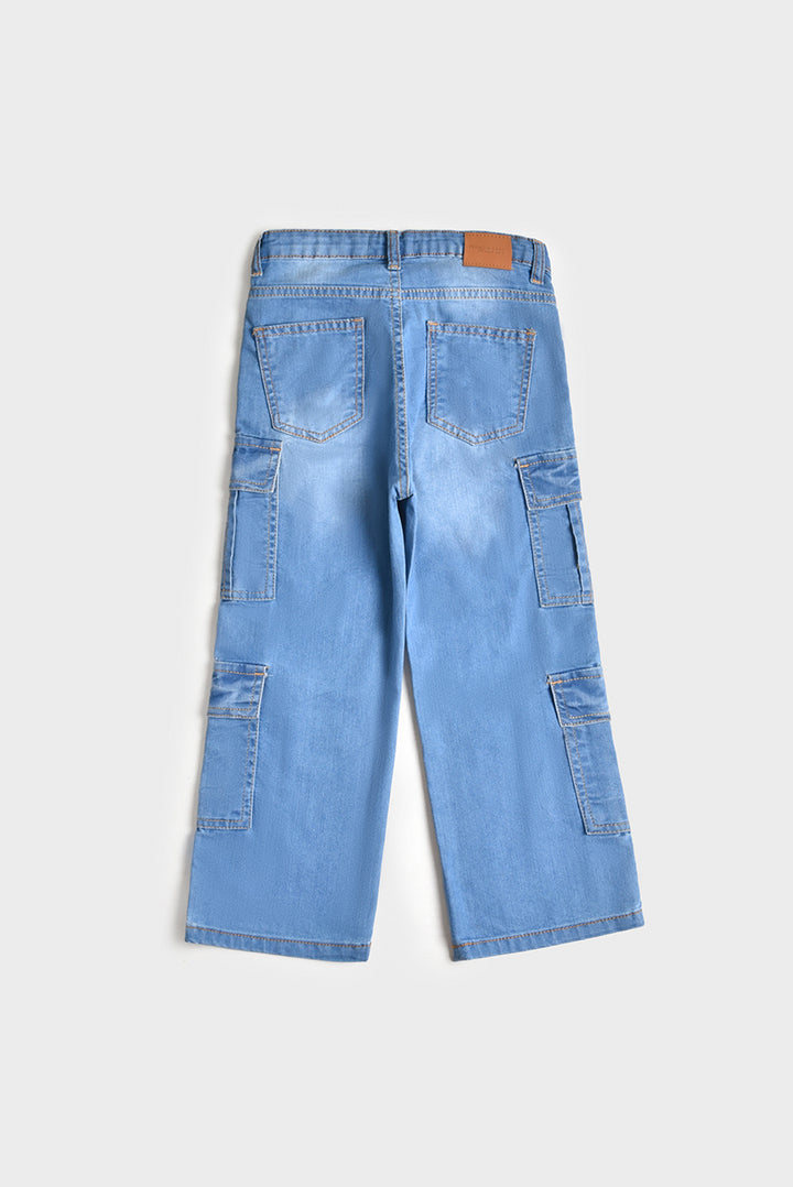 8 Pockets Wide Leg Cargo Jeans (PW147)