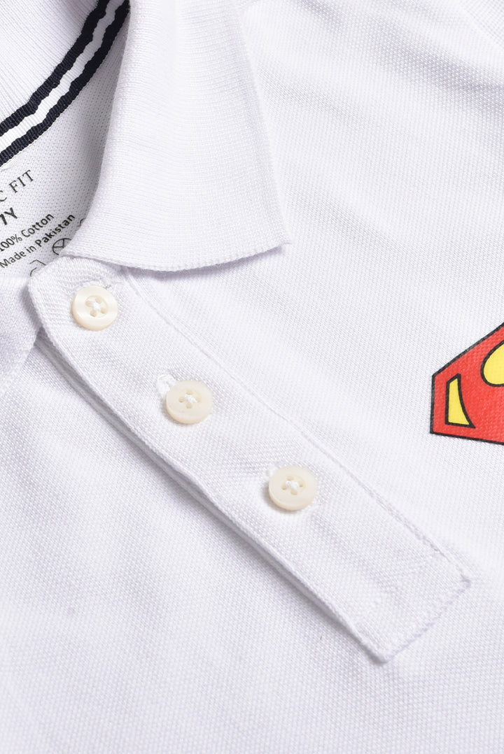 Superman Logo White Polo Shirt (PW198)