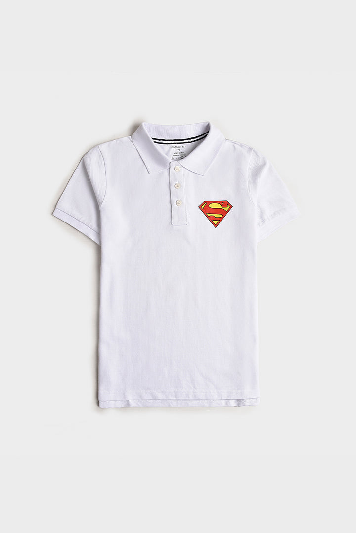Superman Logo White Polo Shirt (PW198)
