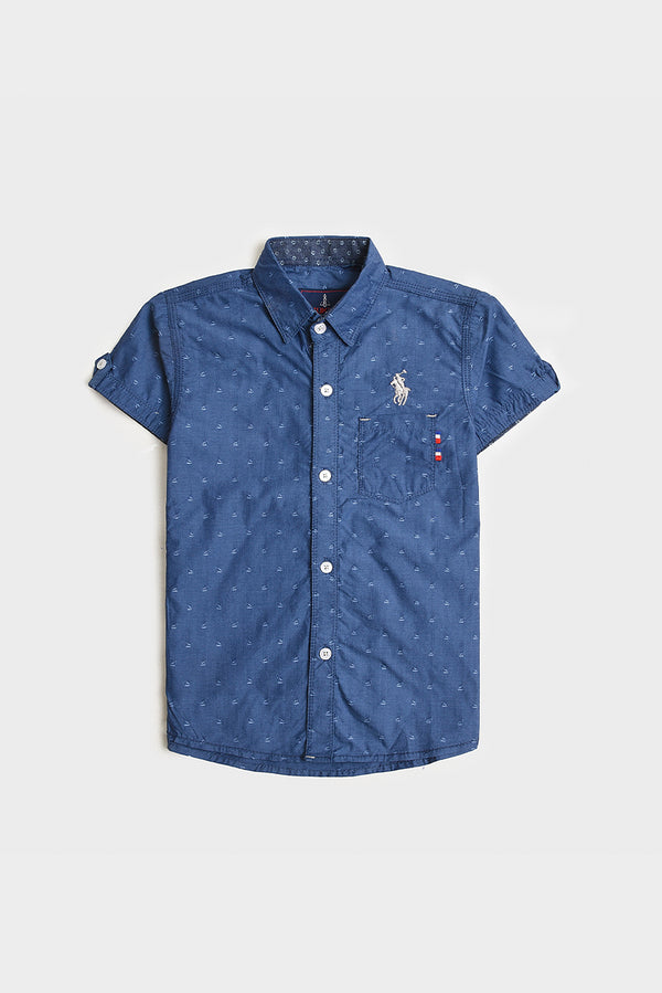 Boys Nautical Navy Cotton Shirt (PW270)