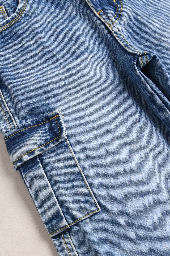 7 Pockets Light Blue Premium Cargo Baggy Pants (PW597)