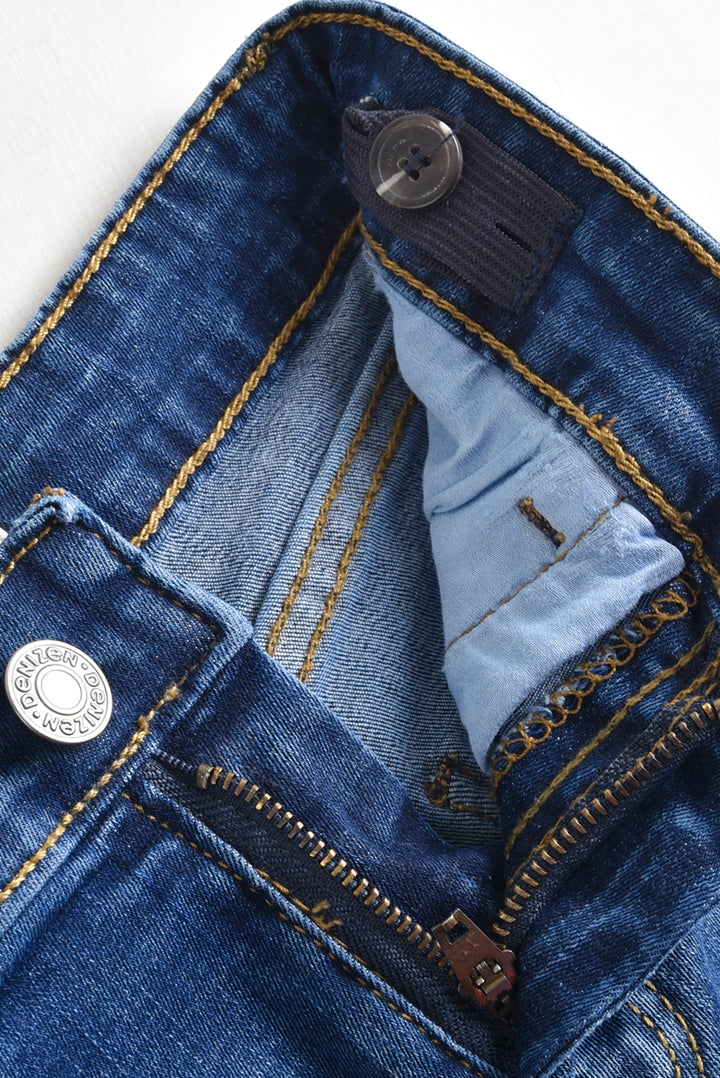 Stretchable Mid- Blue Denim Cargo Shorts (PW-168)
