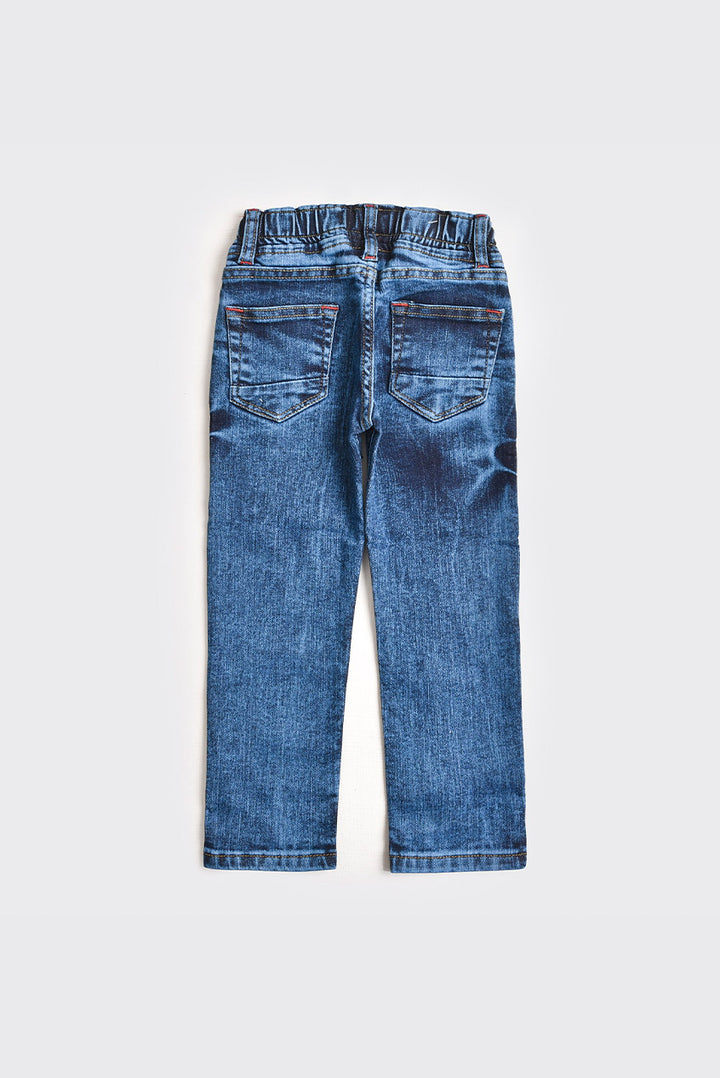 Blue Elastic Waist Racing Jeans