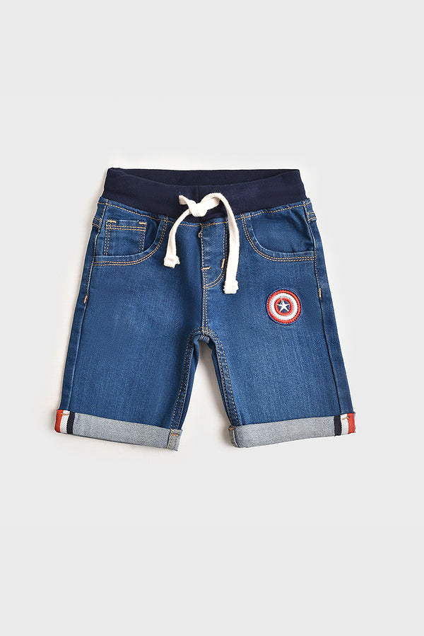 Marvel Embroidered blue Denim Shorts (PW65)