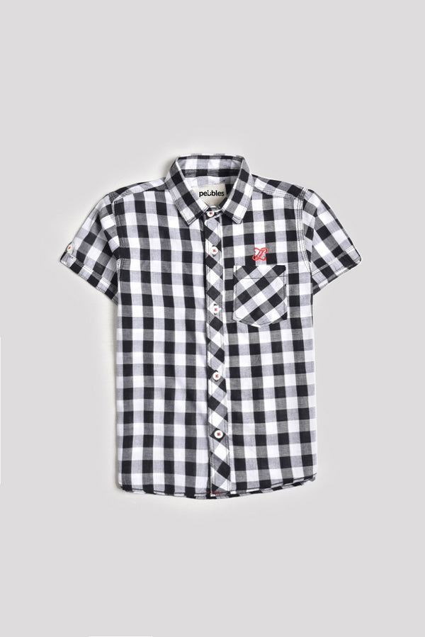 Black & White Cotton Check Shirt (PW172)