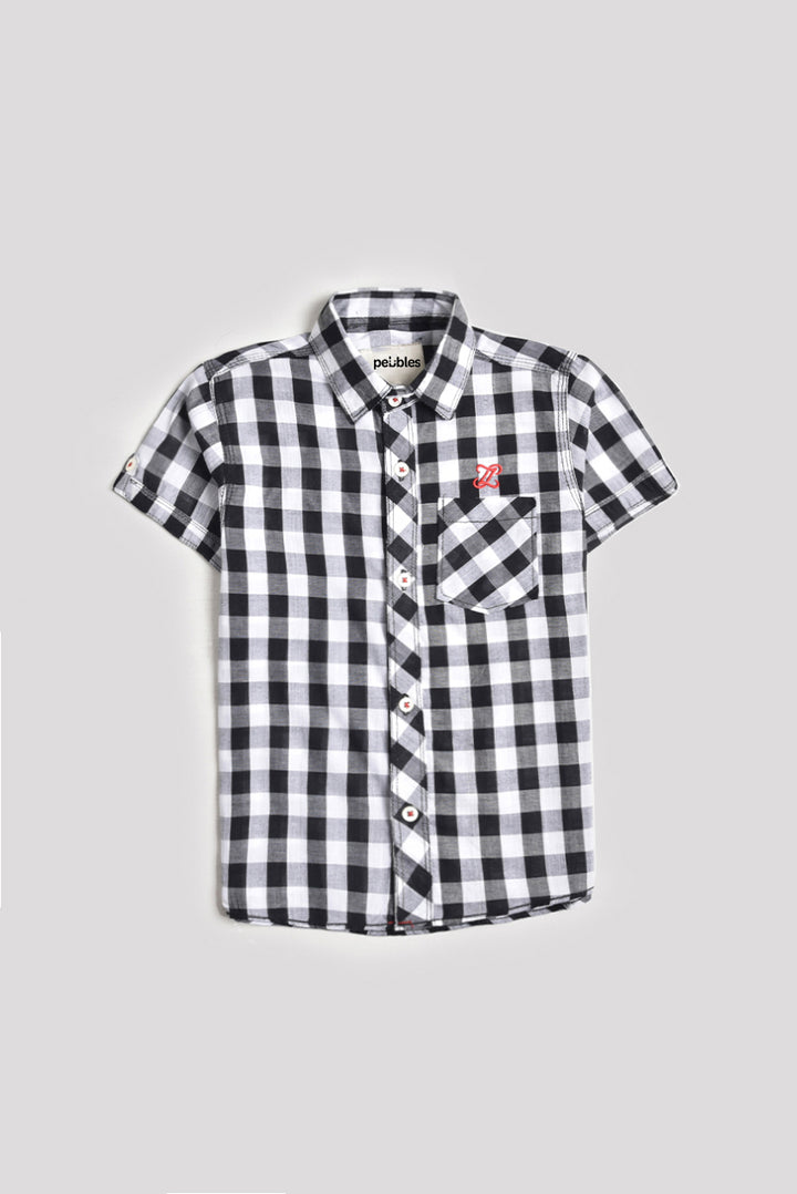 Black & White Cotton Check Shirt (PW172)