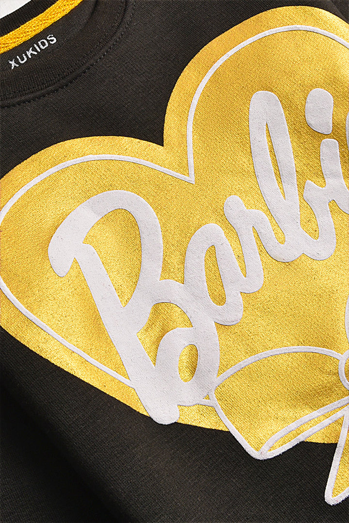 Black 'Barbie' Gold Heart Sweatshirt