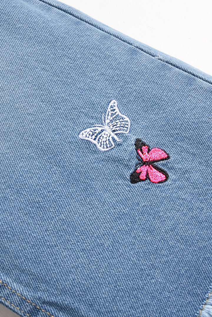 Embroidered Butterfly Drift Denim Pants (PW590)