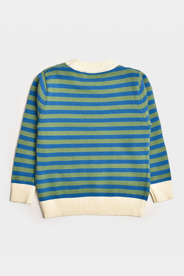 Imported Boys' Striped Sweater with Pocket Design