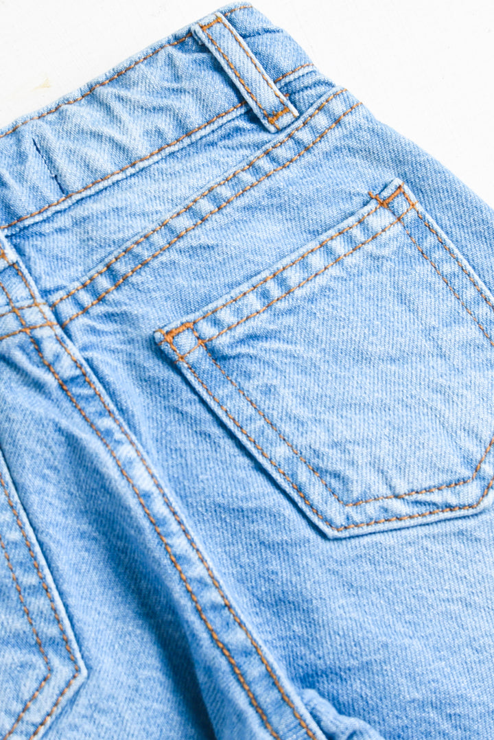 Embroidered Wide Leg Flower Denim Pants (PW725)