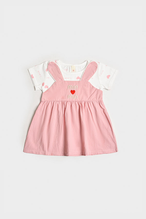 Imported Pink Pinafore Baby Dress (PW152)