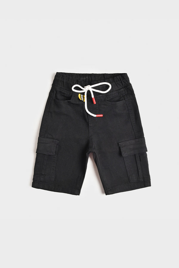 Black Cargo Denim Shorts (PW101)