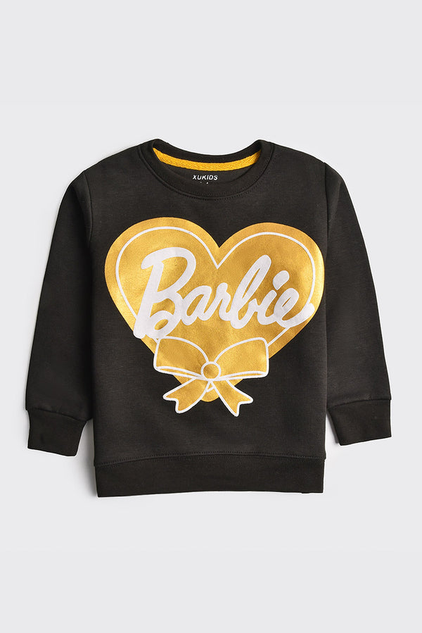 Black 'Barbie' Gold Heart Sweatshirt