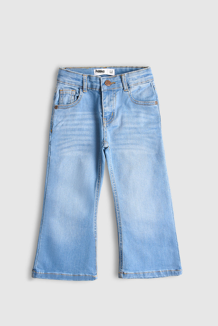 Stretchable Light Blue Flare Denim Pants (PW507)