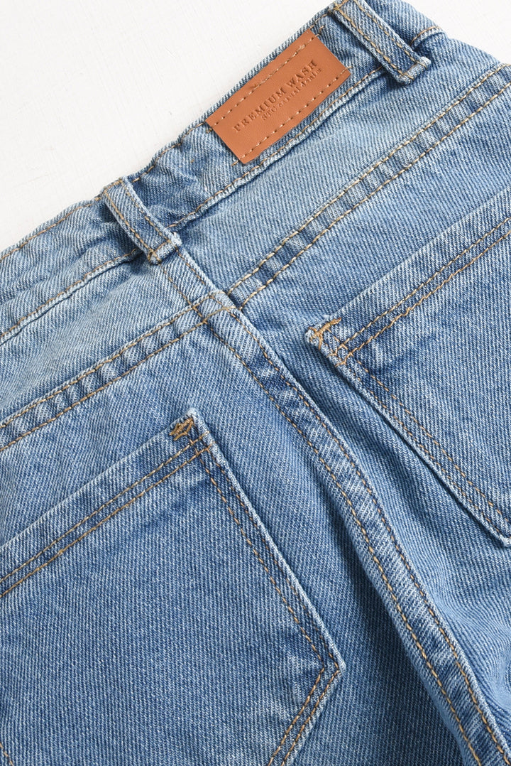 Embroidered Butterfly Drift Denim Pants (PW590)