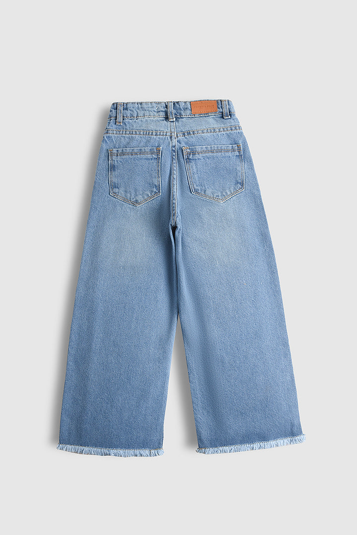 Embroidered Butterfly Drift Denim Pants (PW590)