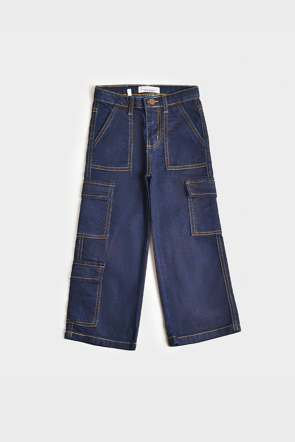 Dark Denim Cargo Jeans Five Pockets (PW101)