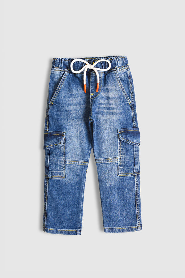 6 Pockets Classic blue Cargo Jeans (PW431)