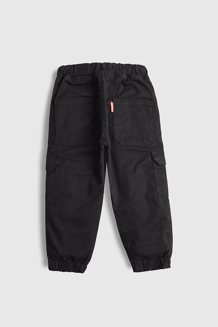 Jet Black Cargo Cotton Pants (PW455)