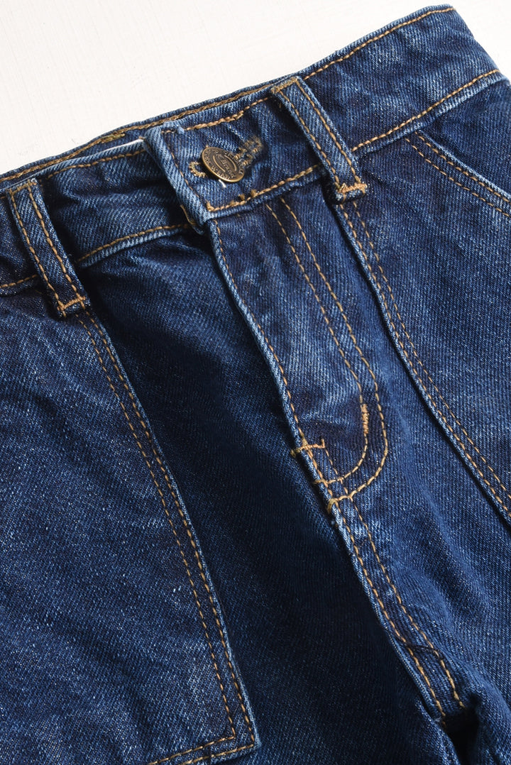 7 Pockets Dark Blue Cargo Jeans (PW503)