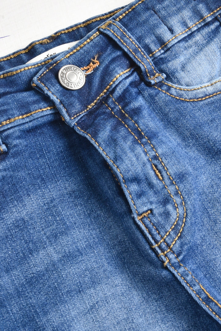 Stretchable Mid- Blue Denim Cargo Shorts (PW-168)