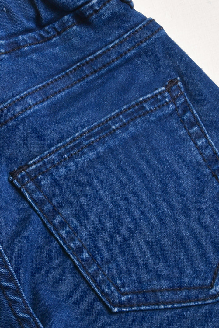 Blue Denim Embroidered Shorts