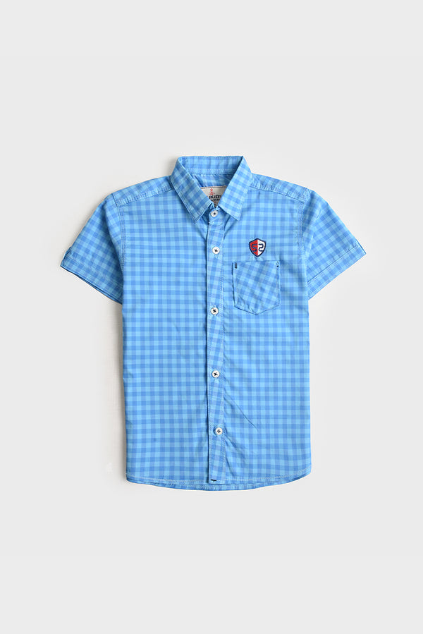 Boys Sky Blue Check Cotton Shirt (PW252)