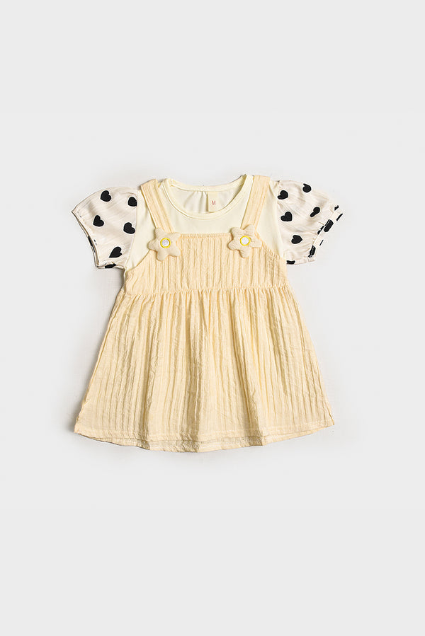 Imported Creamy yellow Pinafore Baby Dress (PW175)