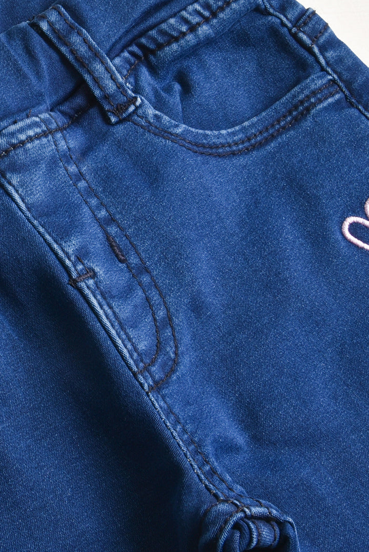 Blue Denim Embroidered Shorts