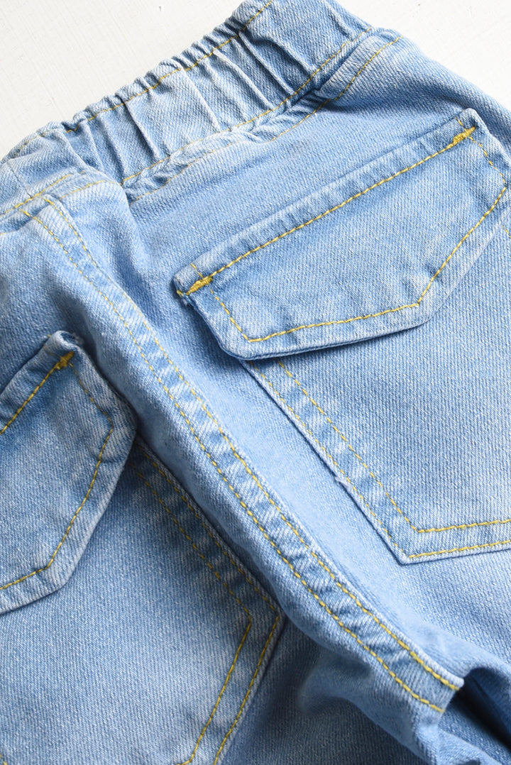6 Pockets Classic blue Cargo Jeans (PW432)