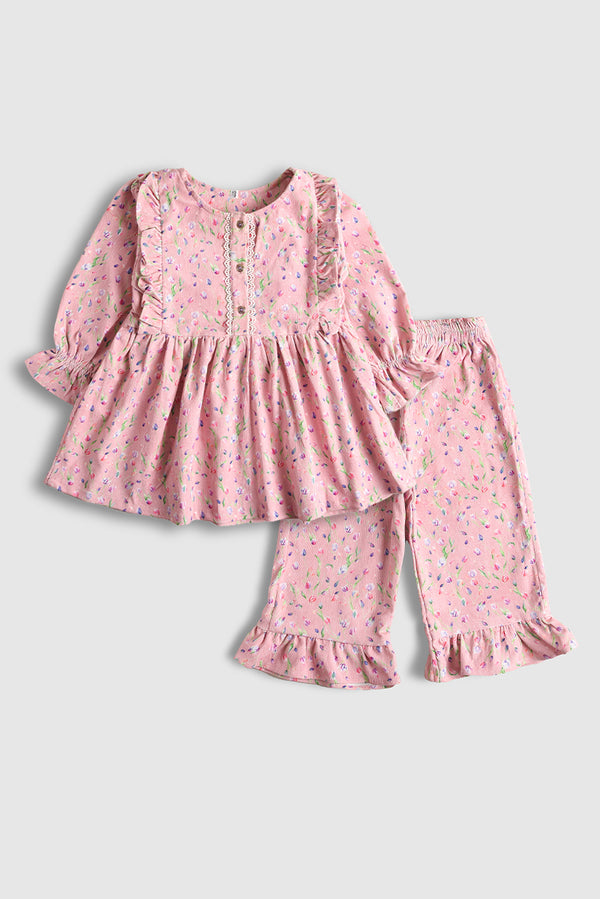 Pink Petals Corduroy Co-Ord (PW452)
