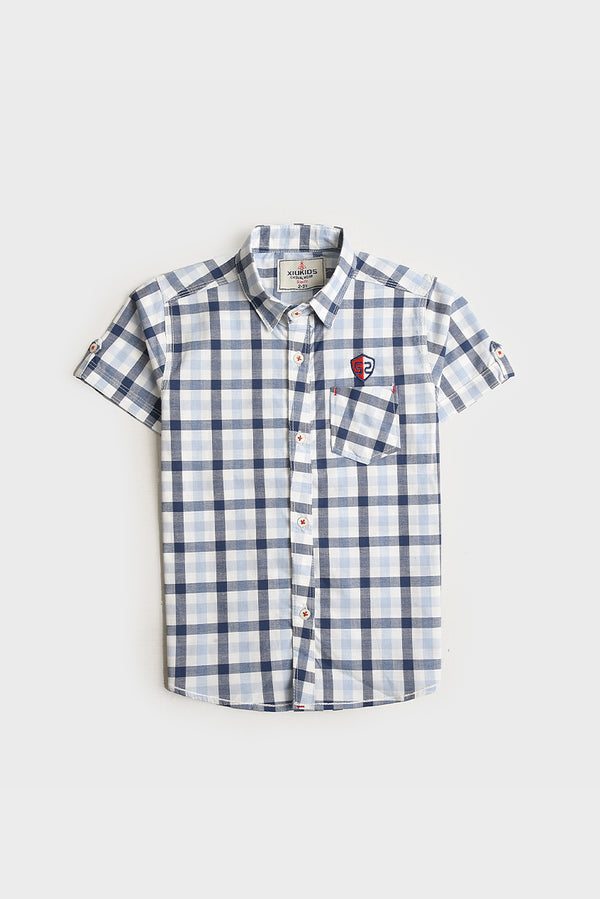 Boys Grey Check Cotton Shirt (PW254)