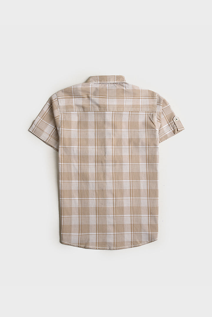 Boys Khaki Check Cotton Shirt (PW255)
