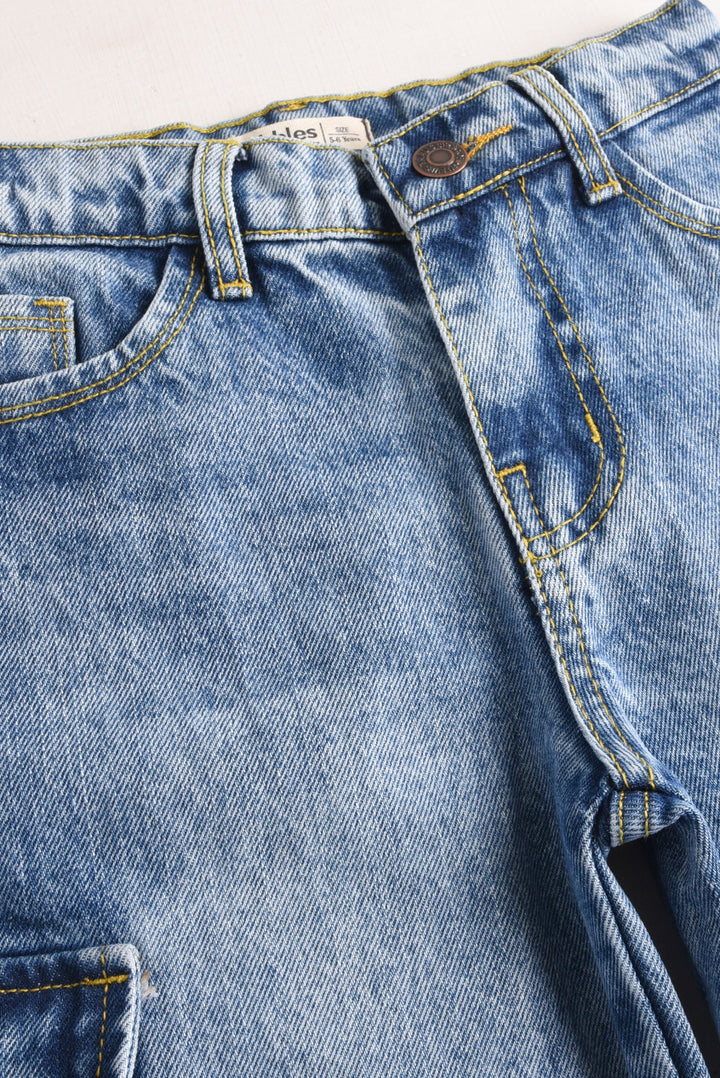 7 Pockets Light Blue Premium Cargo Baggy Pants (PW597)