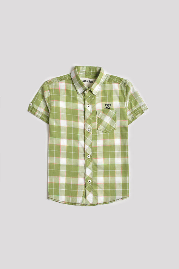 Green Cotton Check Shirt (PW170)