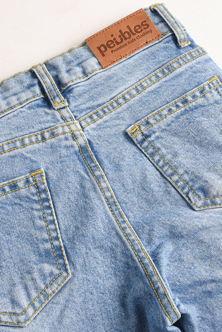 8 Pockets Light Blue Premium Cargo Baggy Pants (PW598)