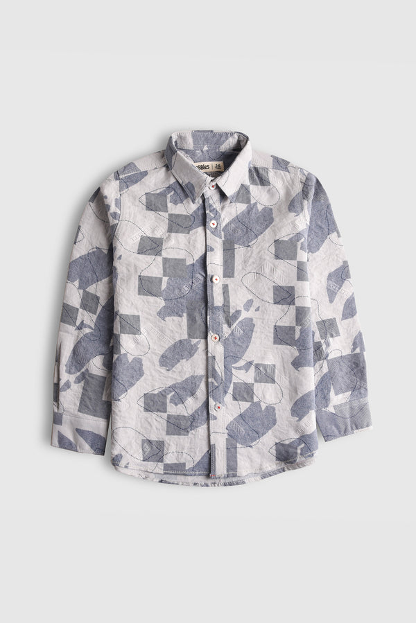 Brushstroke Embossed Printed Casual Shirt (PW532)