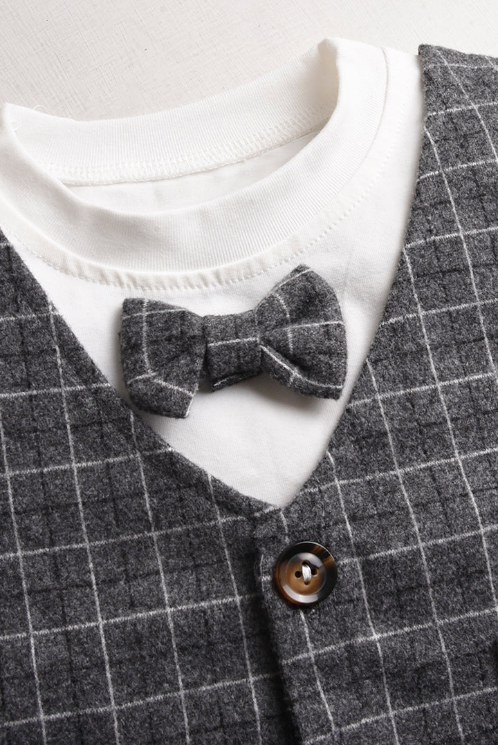 Imported Little Gent Plaid Suit Set ( 3 Pcs)