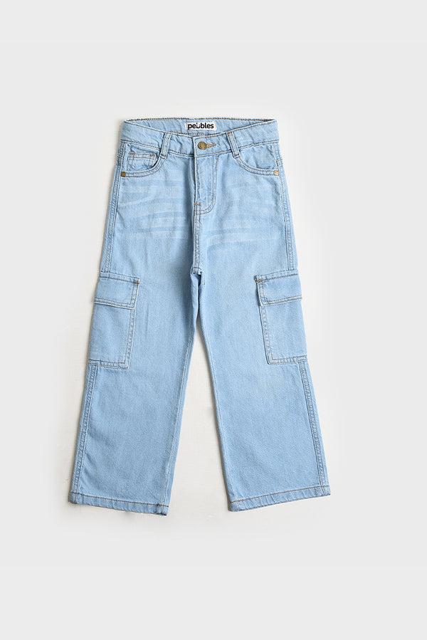 7 Pockets Light Blue Cargo Jeans (PW244)