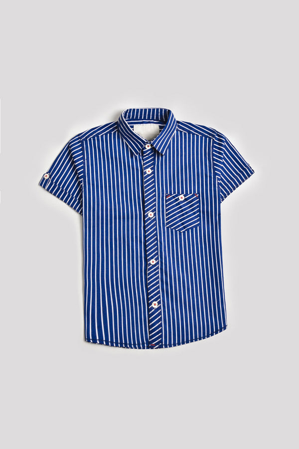 Navy Blue Cotton Check Shirt (PW171)